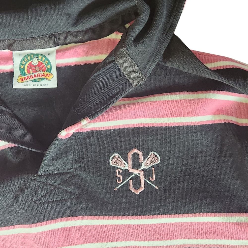 Barbarian Rugby Wear Mens Striped Hoodie Varsity Size S - Picture 6 of 6